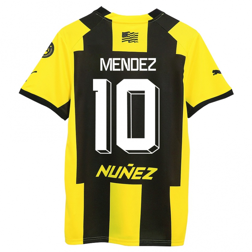 Kandiny Femme Maillot Kevin Méndez #10 Jaune Noir Tenues Domicile 2023/24 T-Shirt