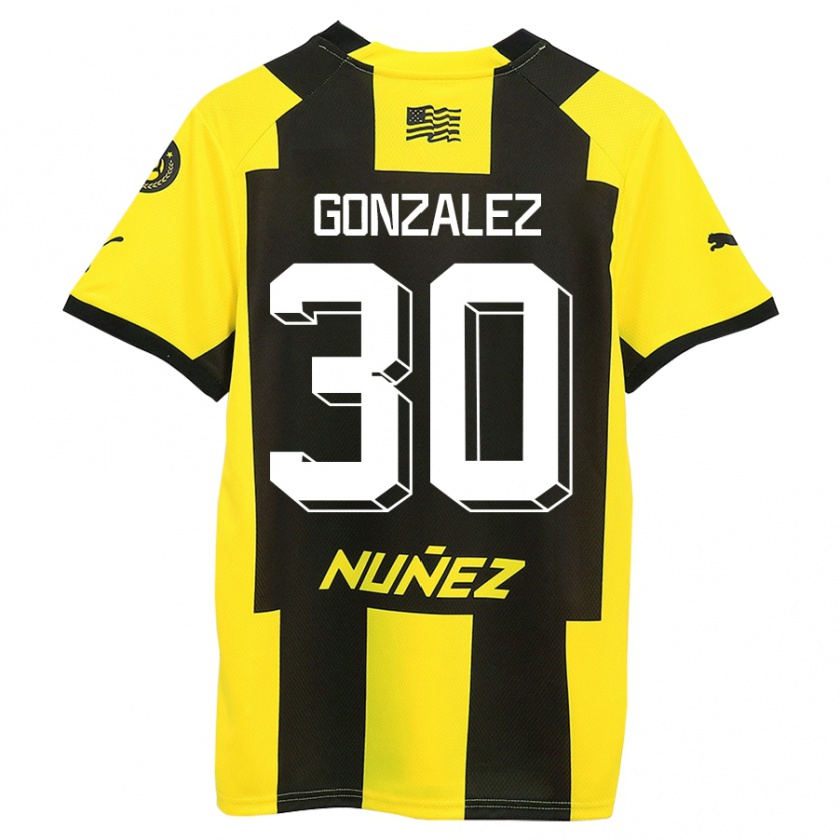 Kandiny Femme Maillot Ángel González #30 Jaune Noir Tenues Domicile 2023/24 T-Shirt