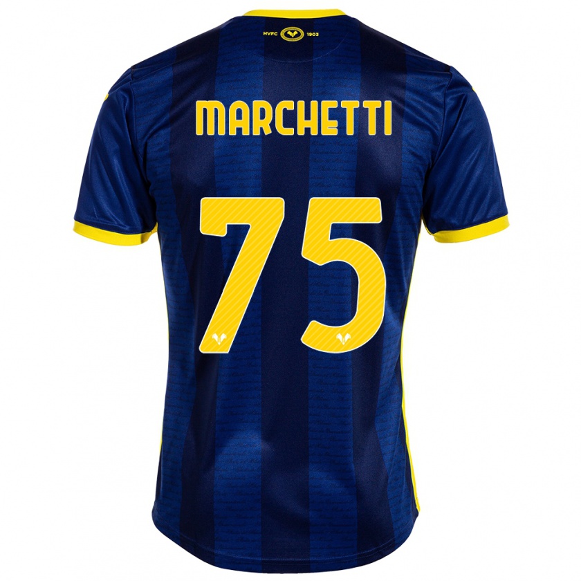 Kandiny Femme Maillot Nicolò Marchetti #75 Marin Tenues Domicile 2023/24 T-Shirt