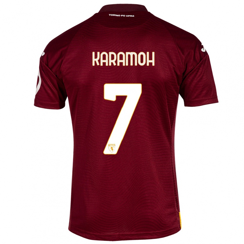 Kandiny Femme Maillot Yann Karamoh #7 Rouge Foncé Tenues Domicile 2023/24 T-Shirt