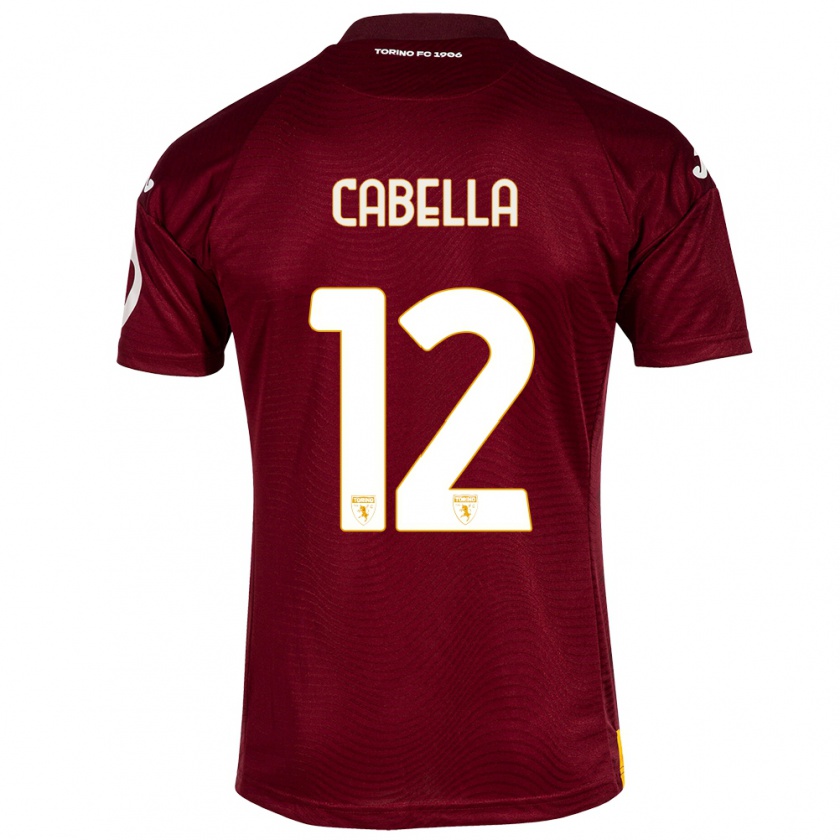 Kandiny Femme Maillot Matteo Cabella #12 Rouge Foncé Tenues Domicile 2023/24 T-Shirt