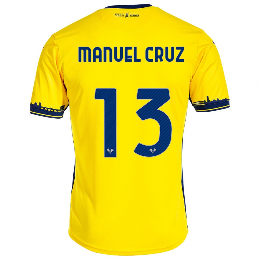 Kandiny Femme Maillot Juan Manuel Cruz #13 Jaune Tenues Extérieur 2023/24 T-Shirt