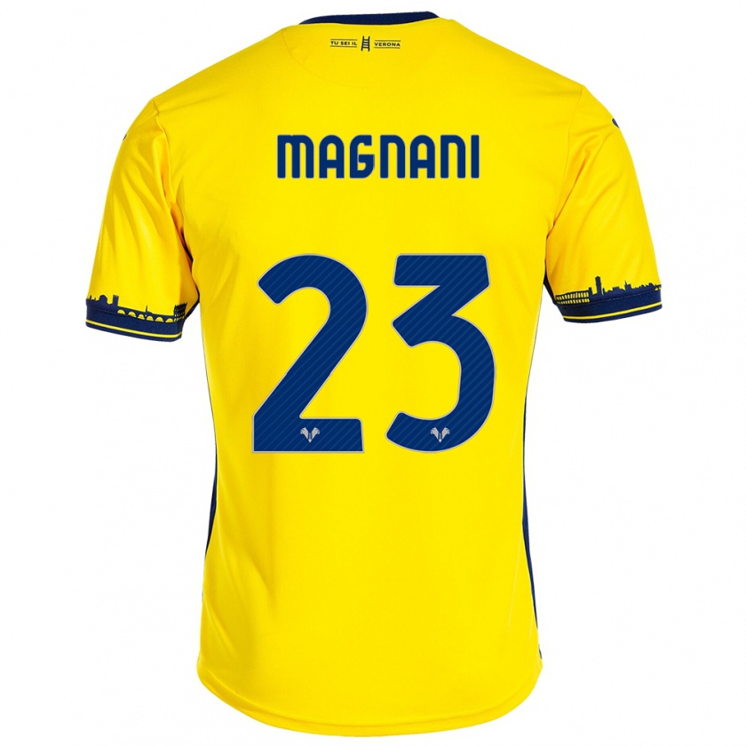 Kandiny Femme Maillot Giangiacomo Magnani #23 Jaune Tenues Extérieur 2023/24 T-Shirt