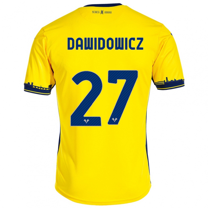 Kandiny Femme Maillot Pawel Dawidowicz #27 Jaune Tenues Extérieur 2023/24 T-Shirt