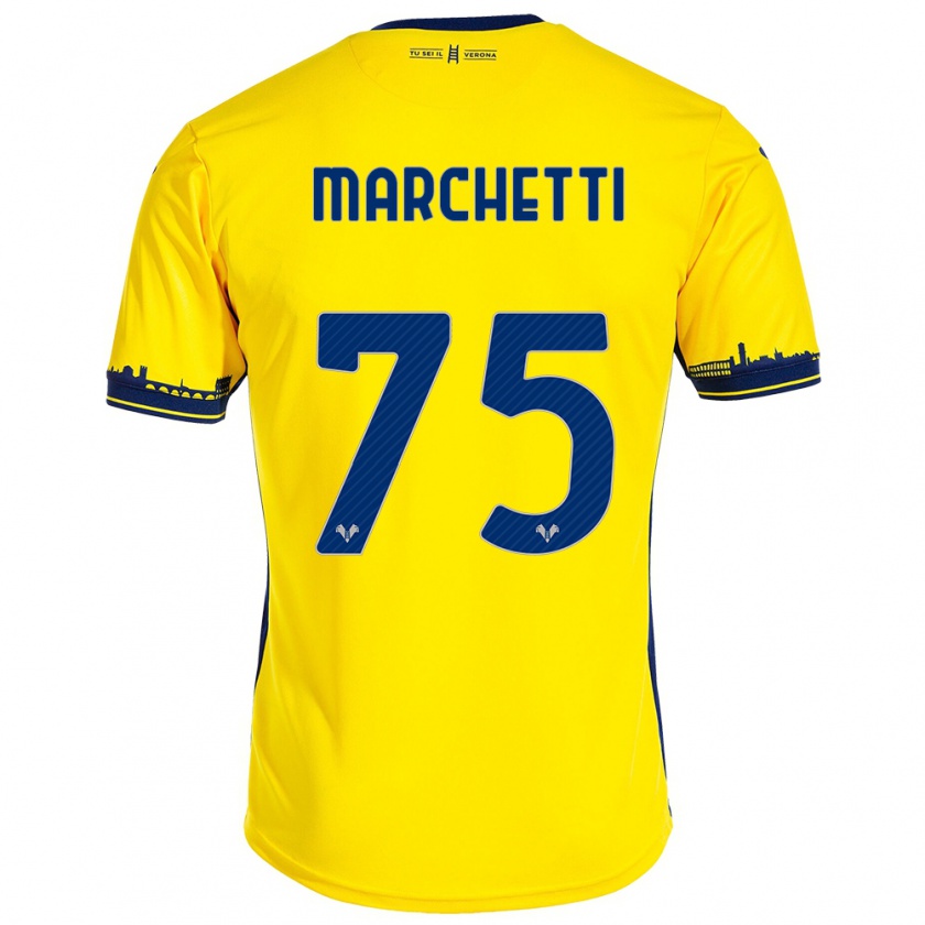 Kandiny Femme Maillot Nicolò Marchetti #75 Jaune Tenues Extérieur 2023/24 T-Shirt