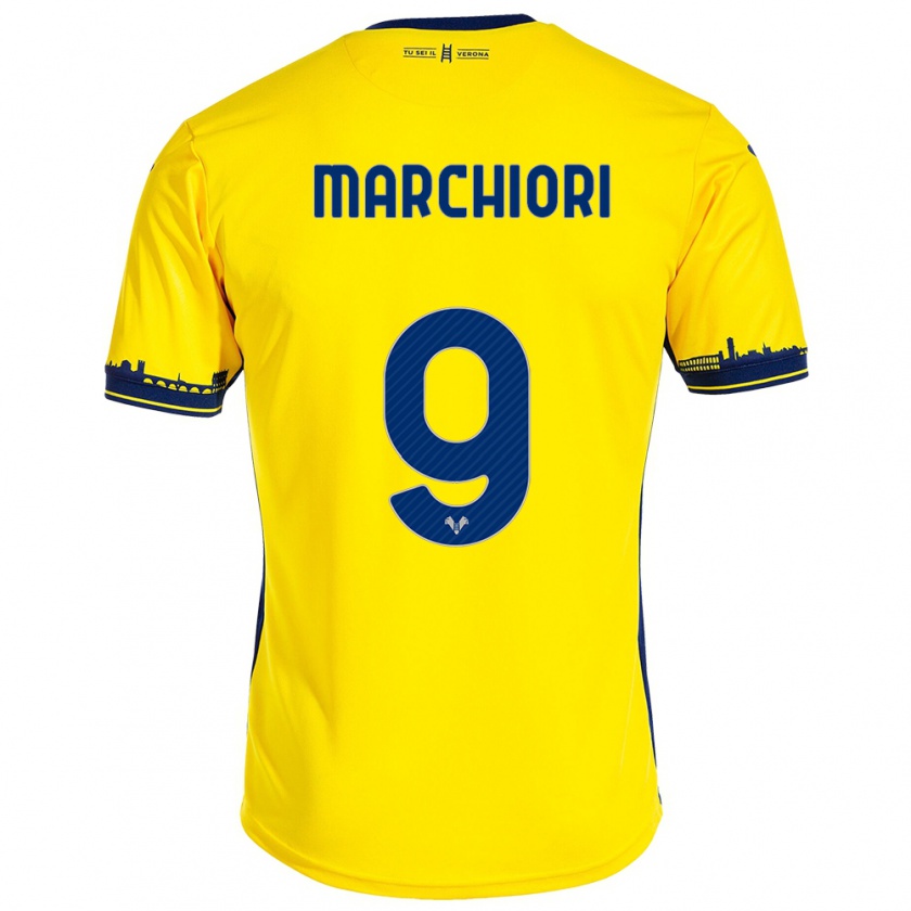 Kandiny Femme Maillot Giorgia Marchiori #9 Jaune Tenues Extérieur 2023/24 T-Shirt