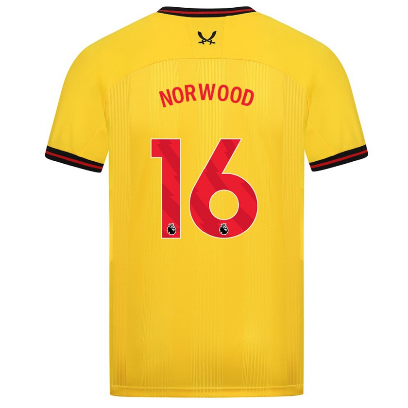 Kandiny Femme Maillot Oliver Norwood #16 Jaune Tenues Extérieur 2023/24 T-Shirt