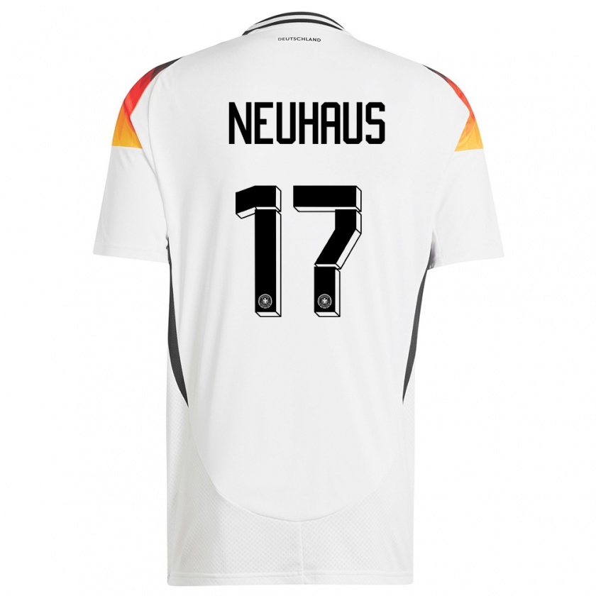 Kandiny Enfant Maillot Allemagne Florian Neuhaus #17 Blanc Tenues Domicile 24-26 T-Shirt