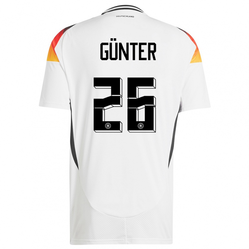 Kandiny Enfant Maillot Allemagne Christian Günter #26 Blanc Tenues Domicile 24-26 T-Shirt