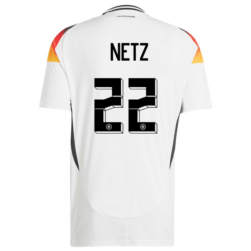 Kandiny Enfant Maillot Allemagne Luca Netz #22 Blanc Tenues Domicile 24-26 T-Shirt