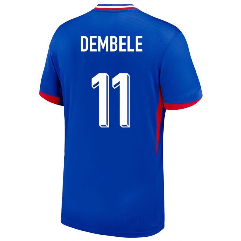 Kandiny Enfant Maillot France Ousmane Dembele #11 Bleu Tenues Domicile 24-26 T-Shirt