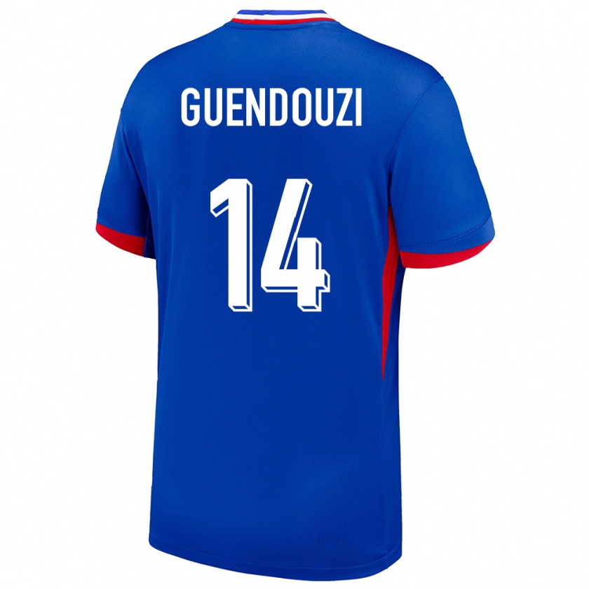 Kandiny Enfant Maillot France Matteo Guendouzi #14 Bleu Tenues Domicile 24-26 T-Shirt