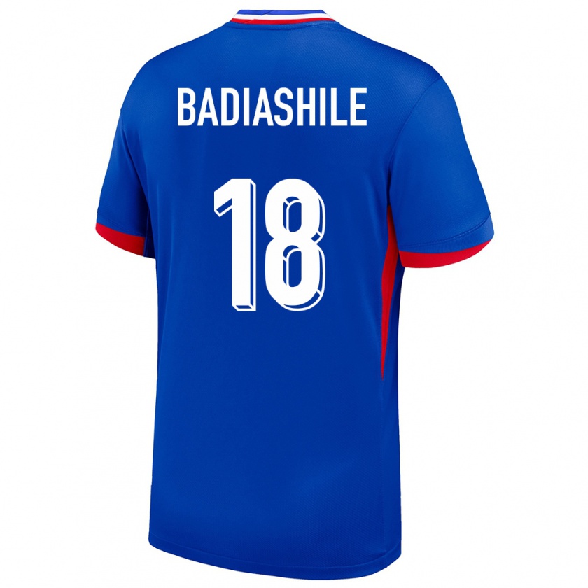 Kandiny Enfant Maillot France Benoit Badiashile #18 Bleu Tenues Domicile 24-26 T-Shirt