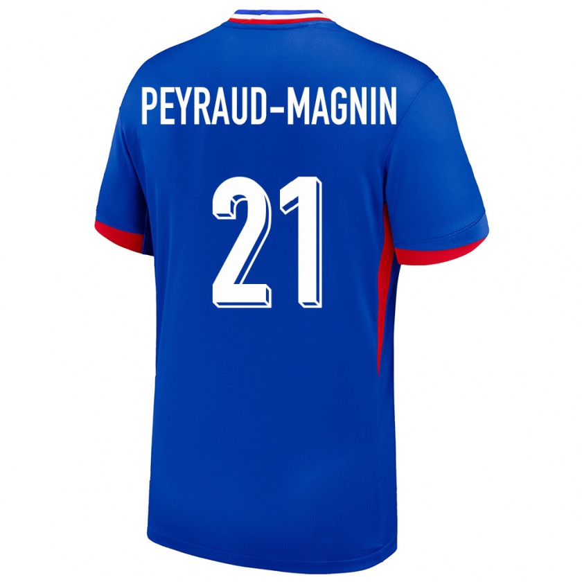 Kandiny Enfant Maillot France Pauline Peyraud Magnin #21 Bleu Tenues Domicile 24-26 T-Shirt