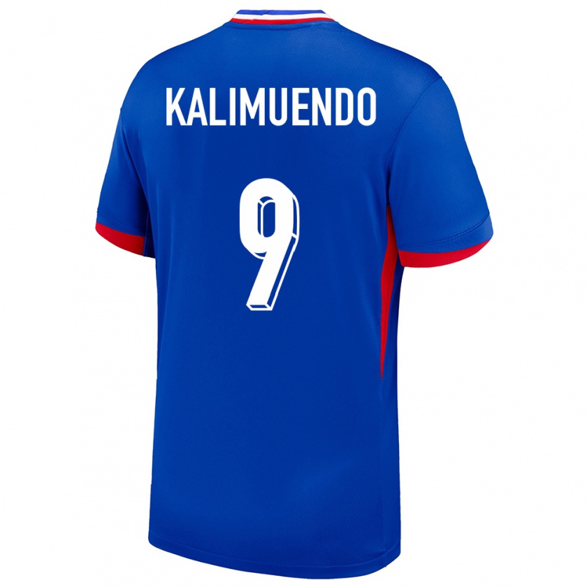 Kandiny Enfant Maillot France Arnaud Kalimuendo #9 Bleu Tenues Domicile 24-26 T-Shirt