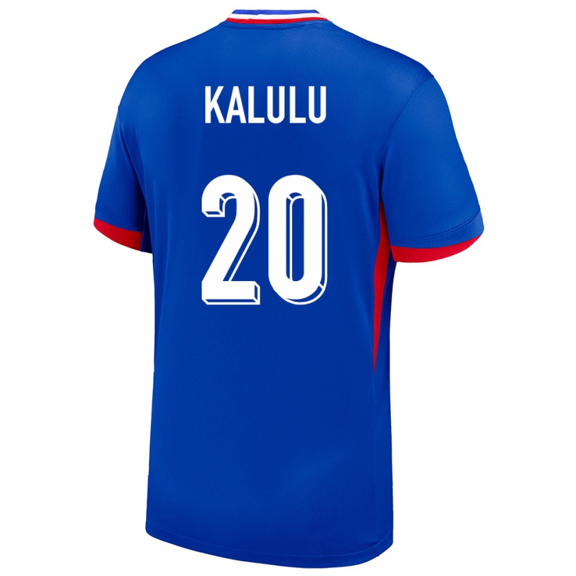 Kandiny Enfant Maillot France Pierre Kalulu #20 Bleu Tenues Domicile 24-26 T-Shirt