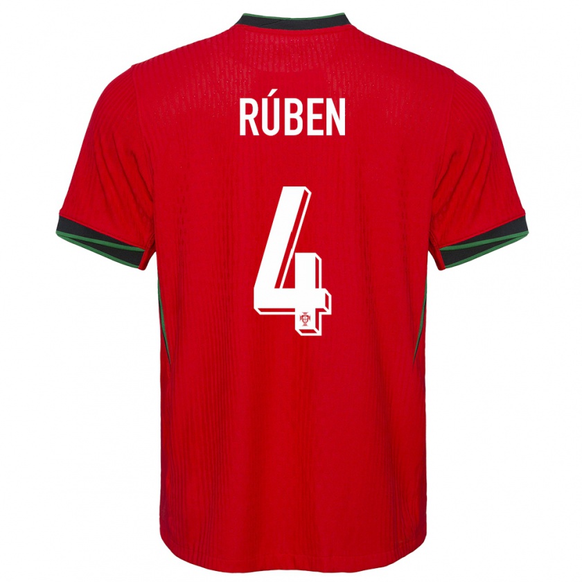 Kandiny Enfant Maillot Portugal Ruben Dias #4 Rouge Tenues Domicile 24-26 T-Shirt