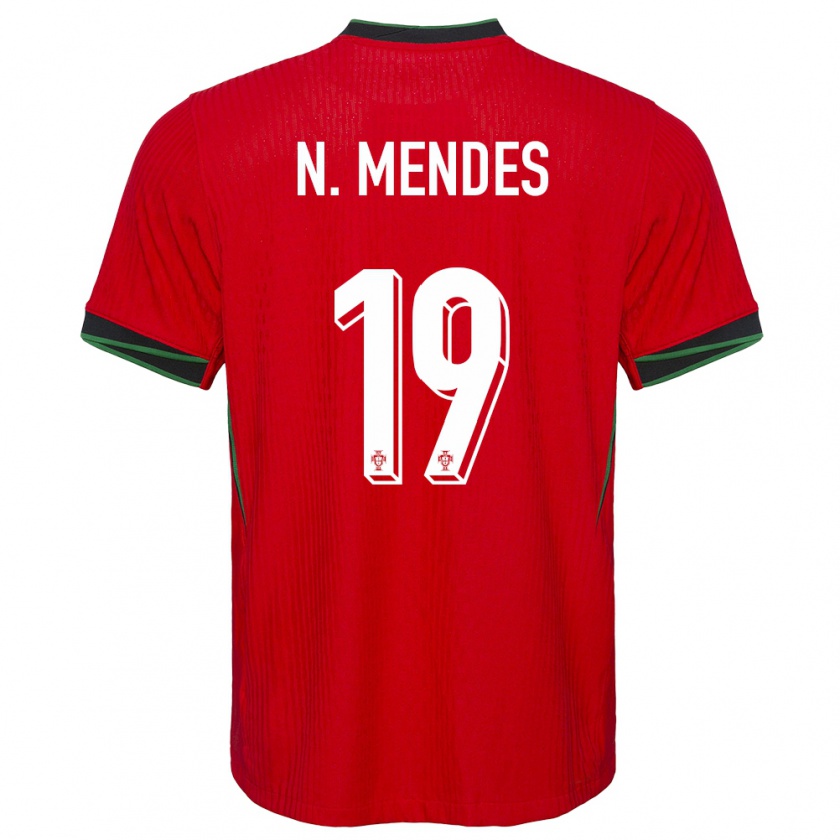 Kandiny Enfant Maillot Portugal Nuno Mendes #19 Rouge Tenues Domicile 24-26 T-Shirt