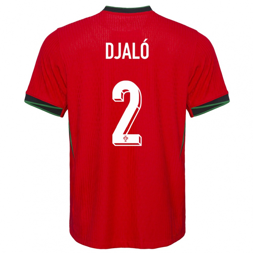 Kandiny Enfant Maillot Portugal Tiago Djalo #2 Rouge Tenues Domicile 24-26 T-Shirt