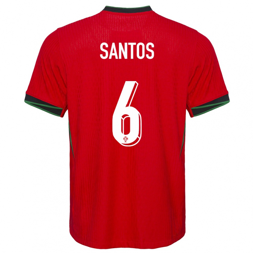 Kandiny Enfant Maillot Portugal Vasco Santos #6 Rouge Tenues Domicile 24-26 T-Shirt