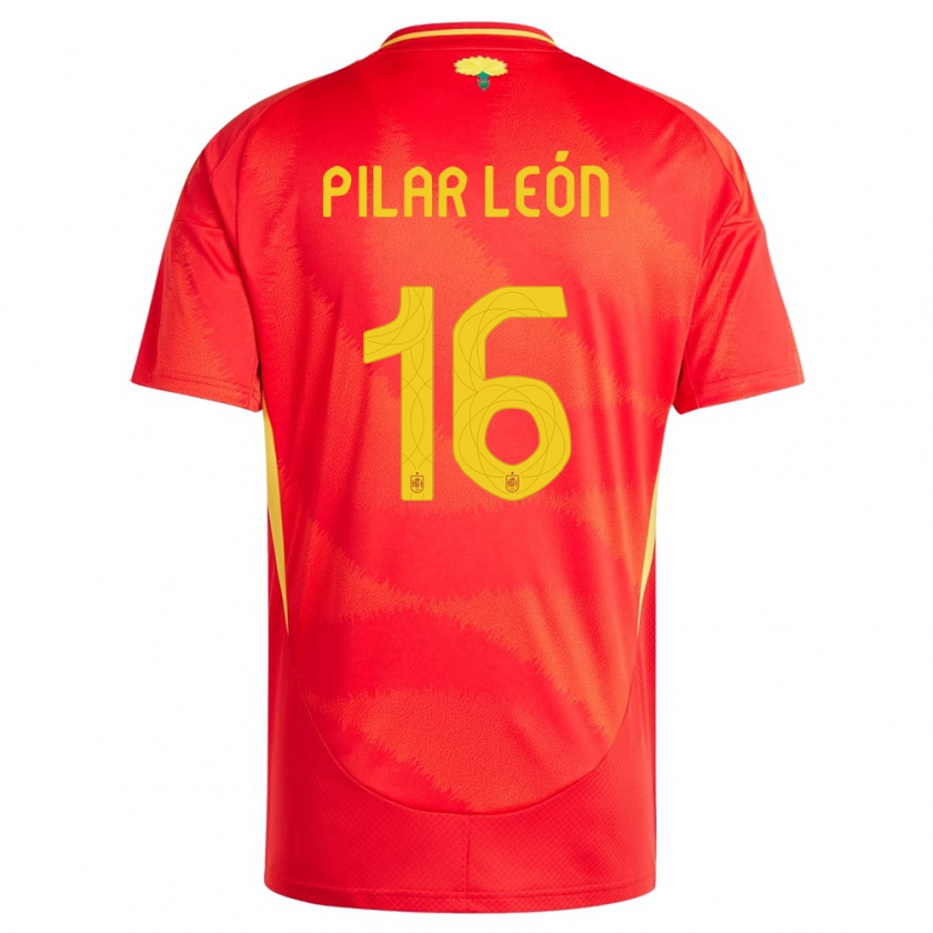 Kandiny Enfant Maillot Espagne Maria Pilar Leon #16 Rouge Tenues Domicile 24-26 T-Shirt