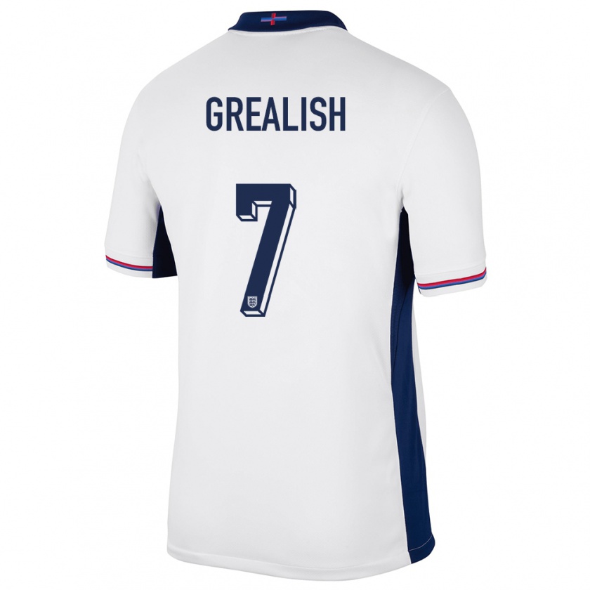 Kandiny Enfant Maillot Angleterre Jack Grealish #7 Blanc Tenues Domicile 24-26 T-Shirt