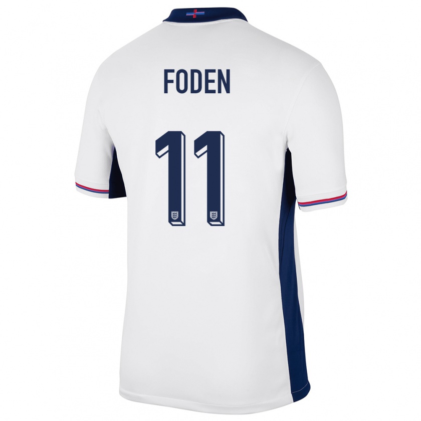 Kandiny Enfant Maillot Angleterre Phil Foden #11 Blanc Tenues Domicile 24-26 T-Shirt