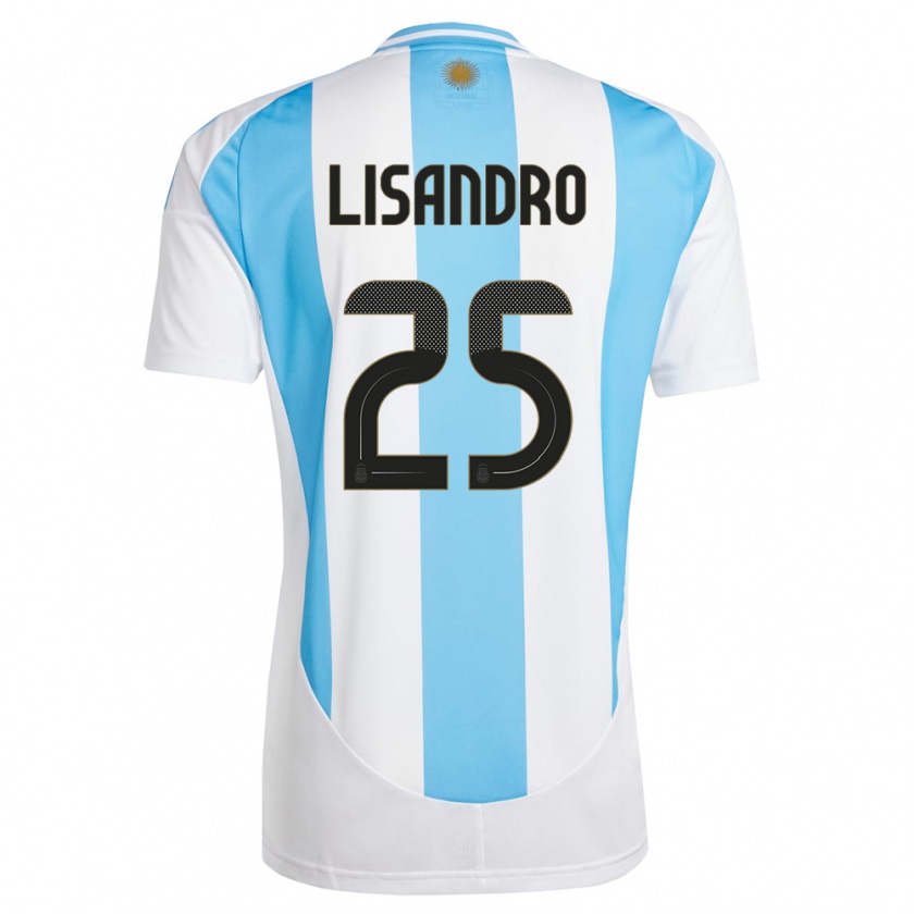 Kandiny Enfant Maillot Argentine Lisandro Martinez #25 Blanc Bleu Tenues Domicile 24-26 T-Shirt