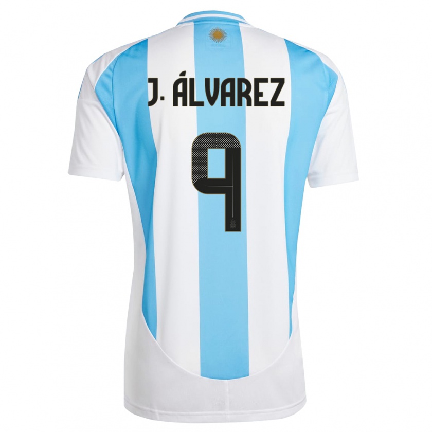 Kandiny Enfant Maillot Argentine Julian Alvarez #9 Blanc Bleu Tenues Domicile 24-26 T-Shirt