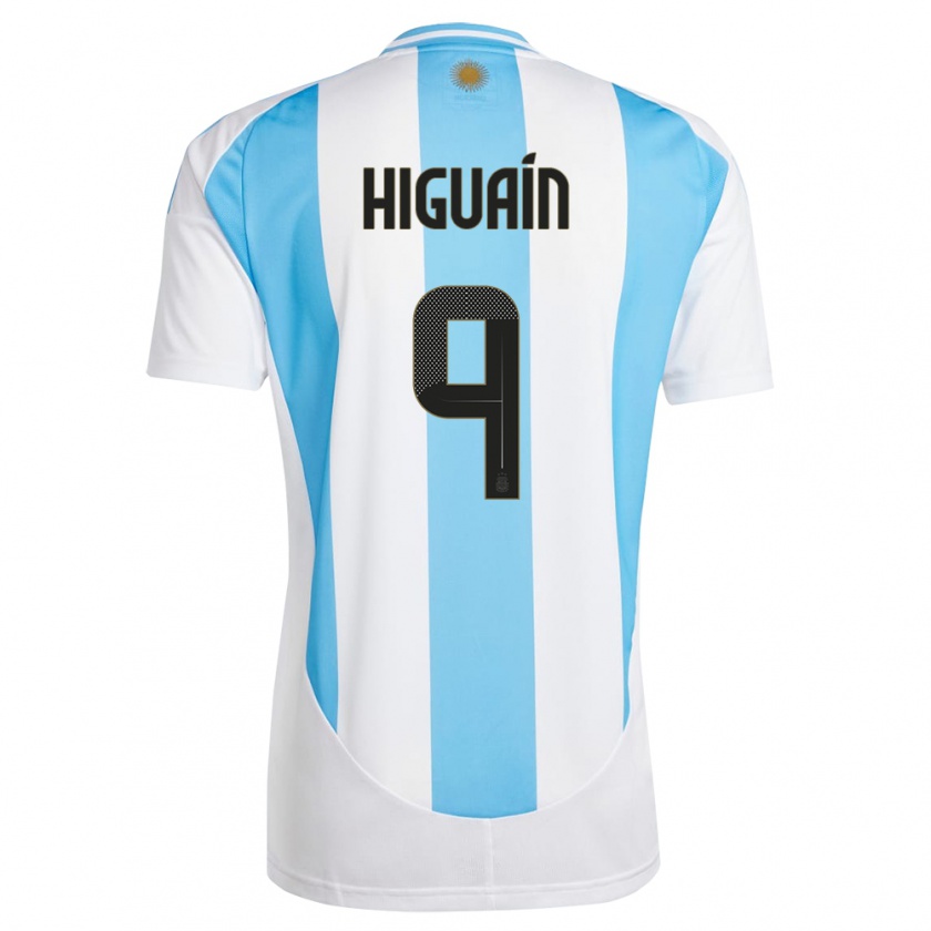 Kandiny Enfant Maillot Argentine Gonzalo Higuain #9 Blanc Bleu Tenues Domicile 24-26 T-Shirt