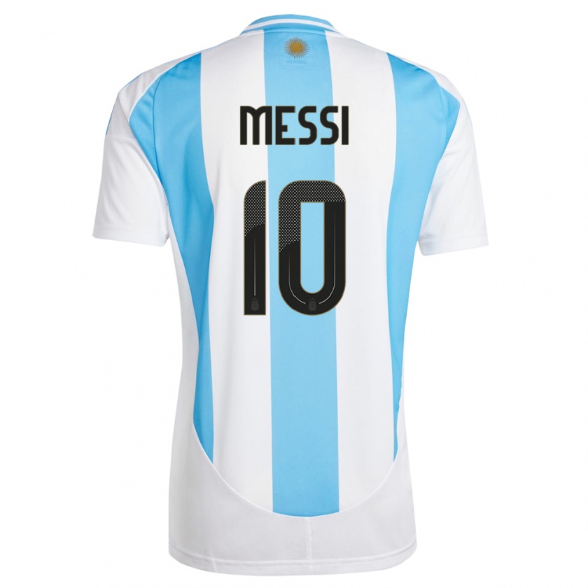 Kandiny Enfant Maillot Argentine Lionel Messi #10 Blanc Bleu Tenues Domicile 24-26 T-Shirt