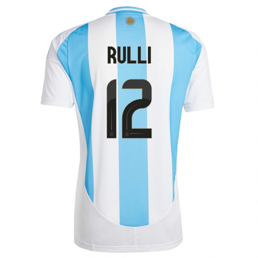 Kandiny Enfant Maillot Argentine Geronimo Rulli #12 Blanc Bleu Tenues Domicile 24-26 T-Shirt