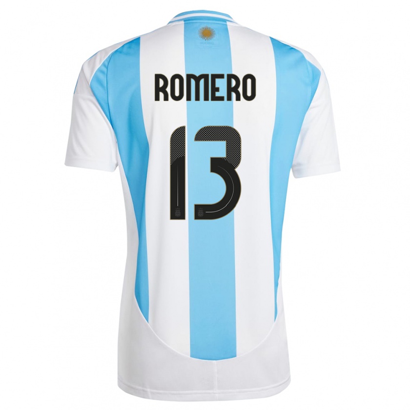 Kandiny Enfant Maillot Argentine Cristian Romero #13 Blanc Bleu Tenues Domicile 24-26 T-Shirt