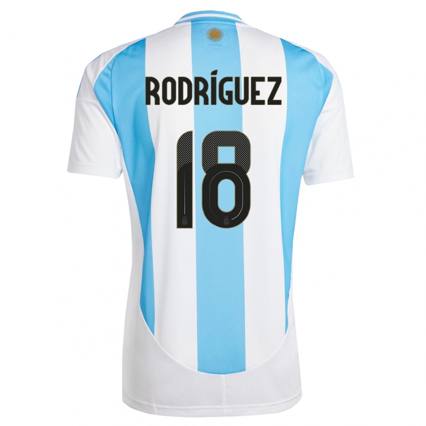 Kandiny Enfant Maillot Argentine Guido Rodriguez #18 Blanc Bleu Tenues Domicile 24-26 T-Shirt