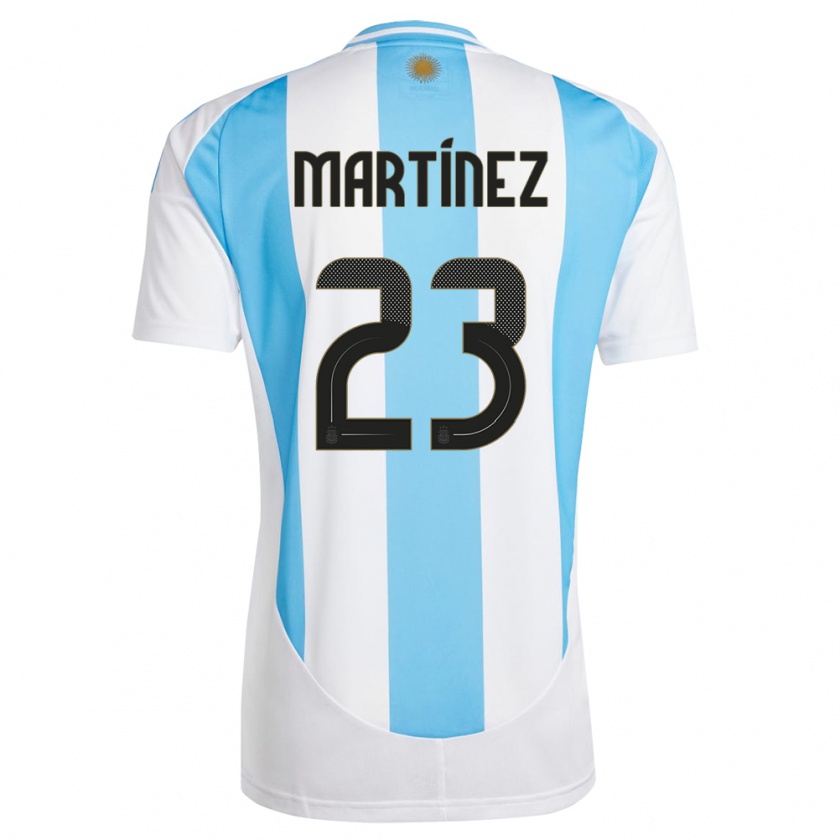 Kandiny Enfant Maillot Argentine Emiliano Martinez #23 Blanc Bleu Tenues Domicile 24-26 T-Shirt