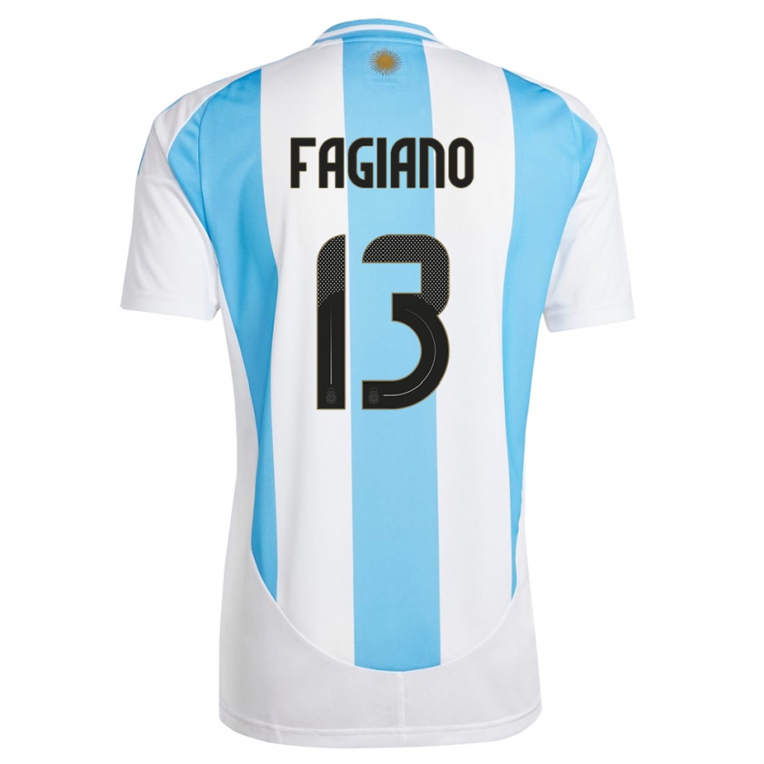 Kandiny Enfant Maillot Argentine Paloma Fagiano #13 Blanc Bleu Tenues Domicile 24-26 T-Shirt