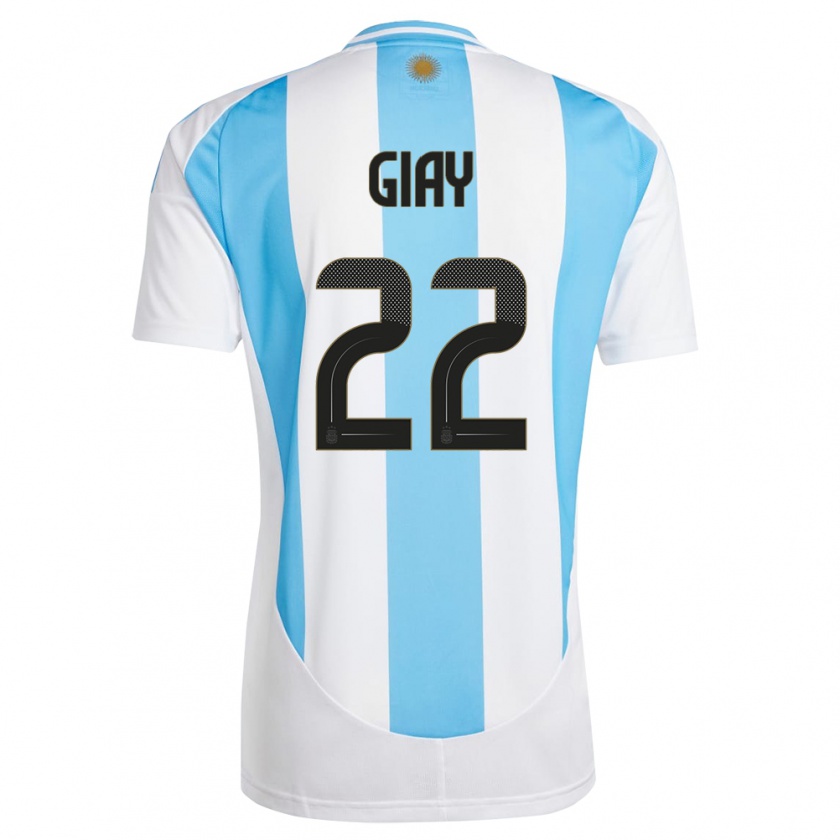 Kandiny Enfant Maillot Argentine Agustin Giay #22 Blanc Bleu Tenues Domicile 24-26 T-Shirt