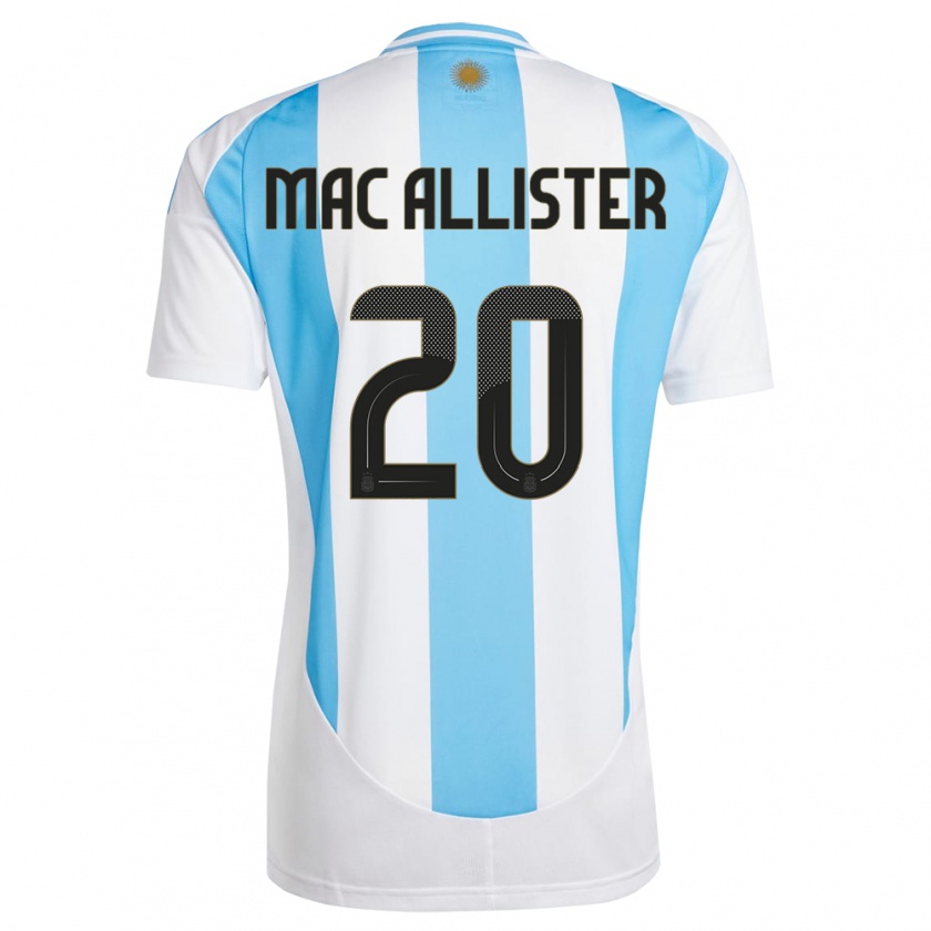 Kandiny Enfant Maillot Argentine Alexis Mac Allister #20 Blanc Bleu Tenues Domicile 24-26 T-Shirt