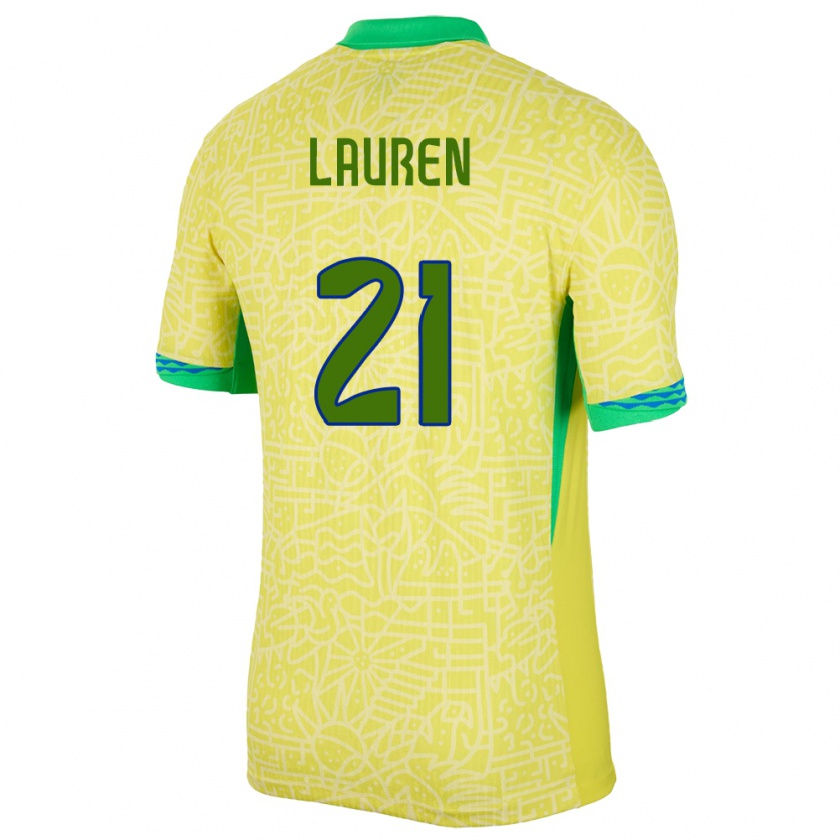 Kandiny Enfant Maillot Brésil Lauren Costa #21 Jaune Tenues Domicile 24-26 T-Shirt