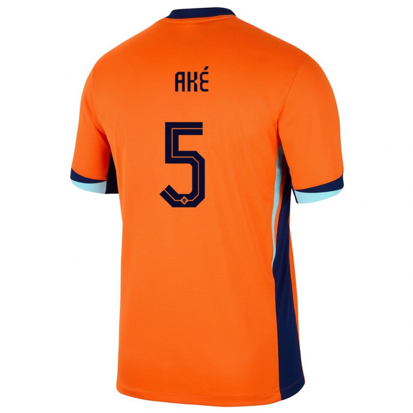 Kandiny Enfant Maillot Pays-Bas Nathan Ake #5 Orange Tenues Domicile 24-26 T-Shirt