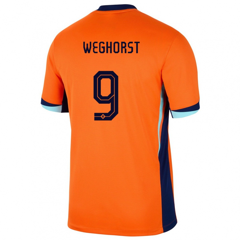 Kandiny Enfant Maillot Pays-Bas Wout Weghorst #9 Orange Tenues Domicile 24-26 T-Shirt