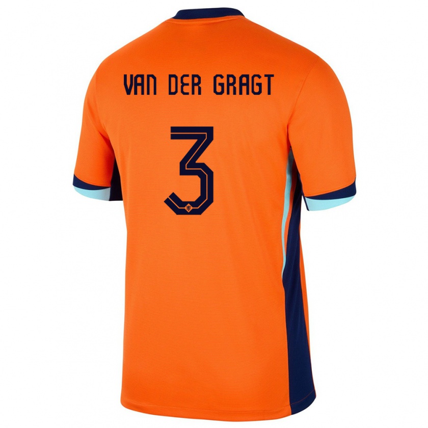 Kandiny Enfant Maillot Pays-Bas Stefanie Van Der Gragt #3 Orange Tenues Domicile 24-26 T-Shirt