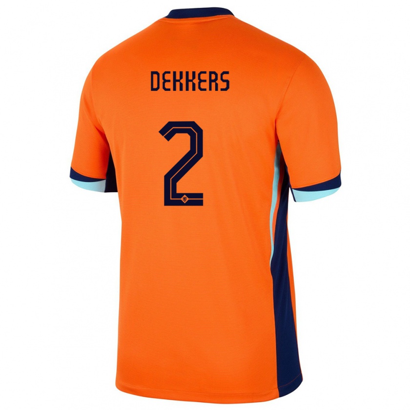 Kandiny Enfant Maillot Pays-Bas Sem Dekkers #2 Orange Tenues Domicile 24-26 T-Shirt