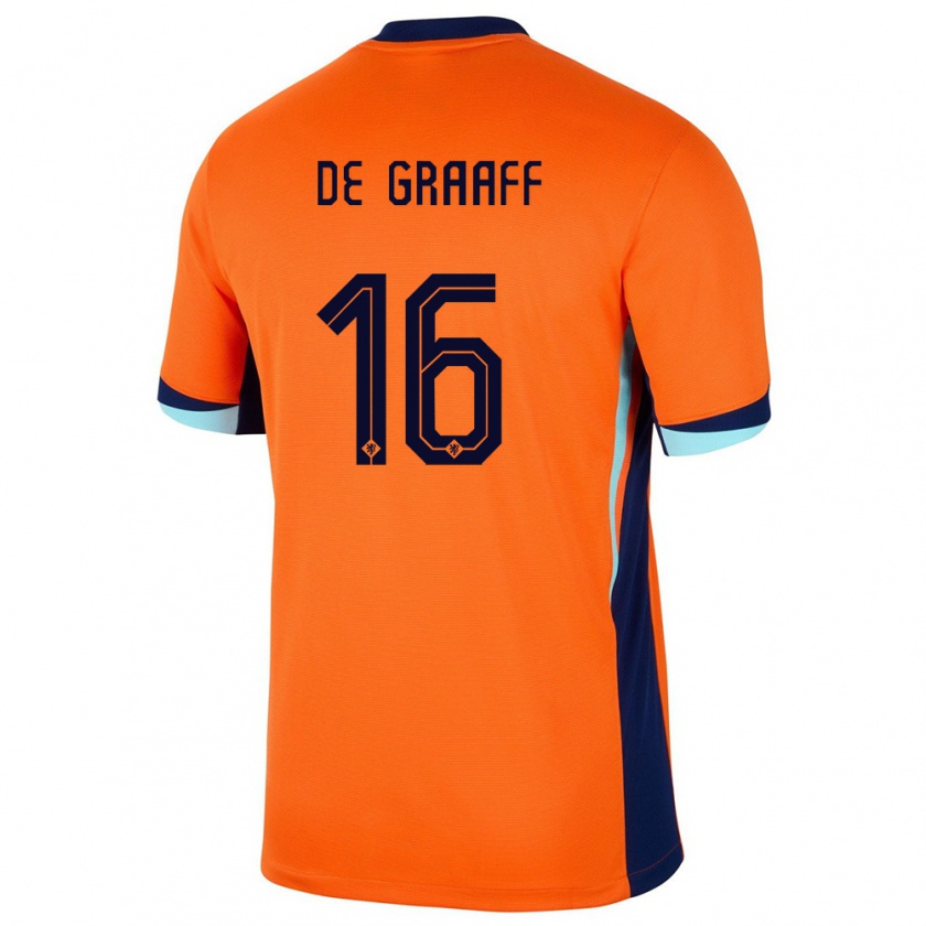 Kandiny Enfant Maillot Pays-Bas Tom De Graaff #16 Orange Tenues Domicile 24-26 T-Shirt