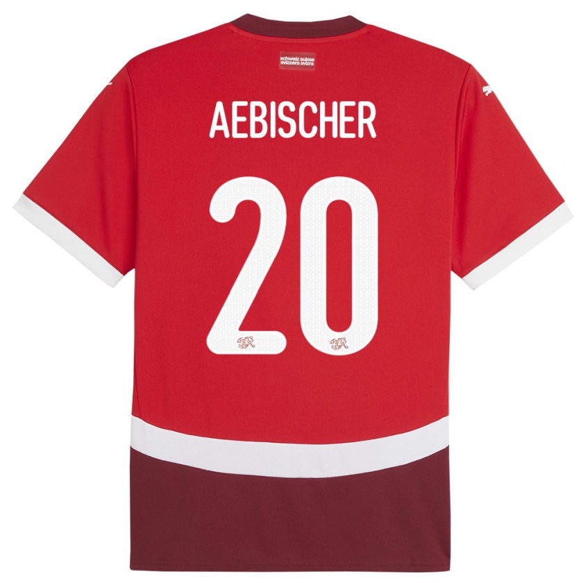 Kandiny Enfant Maillot Suisse Michel Aebischer #20 Rouge Tenues Domicile 24-26 T-Shirt