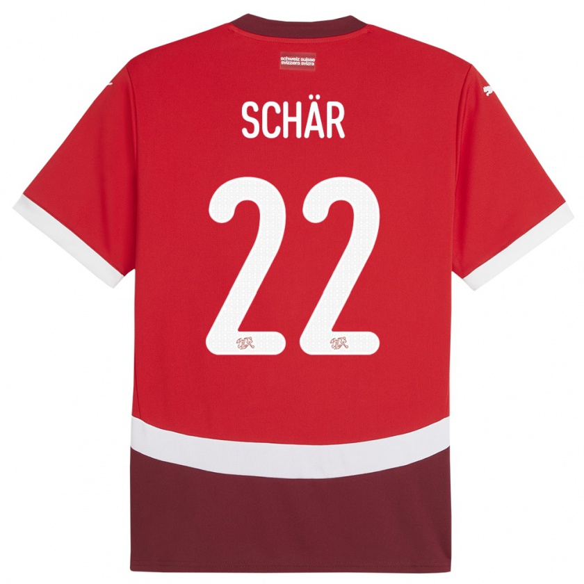 Kandiny Enfant Maillot Suisse Fabian Schar #22 Rouge Tenues Domicile 24-26 T-Shirt