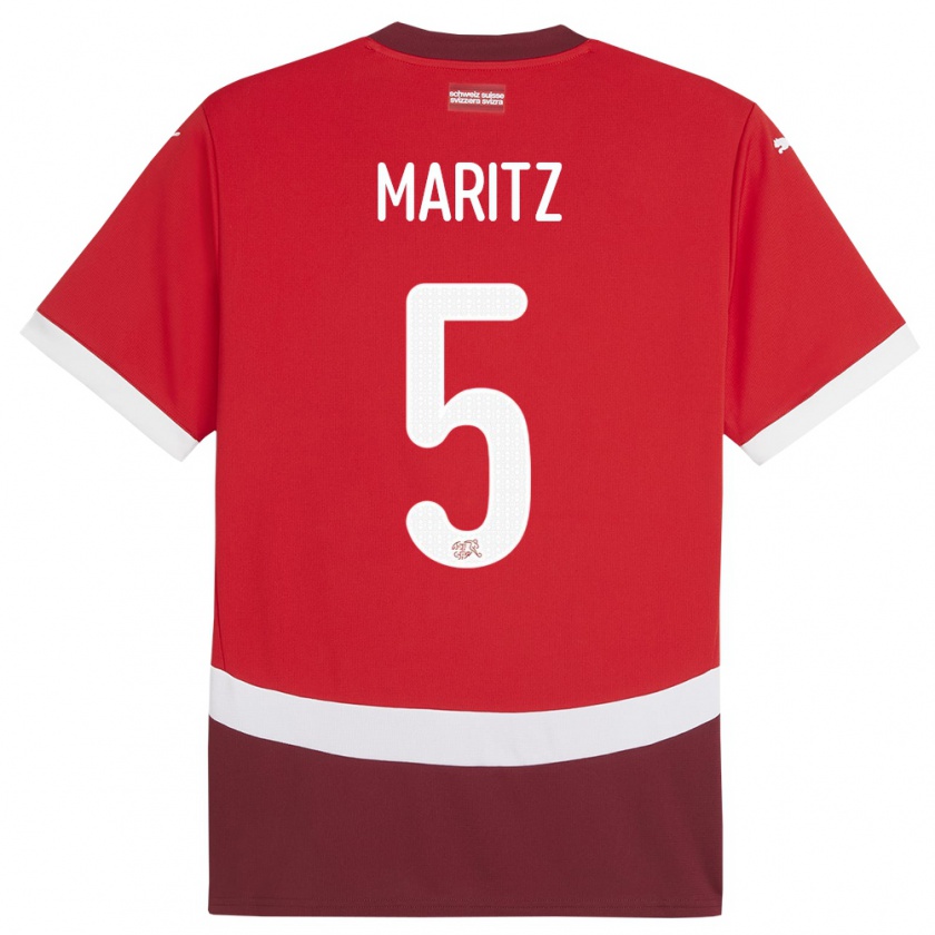 Kandiny Enfant Maillot Suisse Noelle Maritz #5 Rouge Tenues Domicile 24-26 T-Shirt