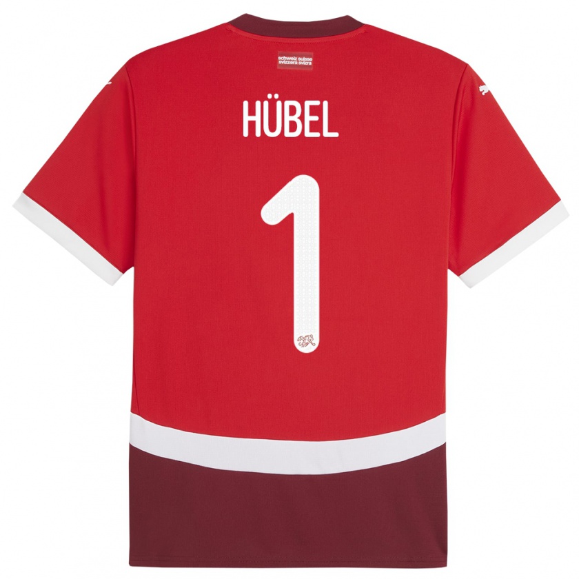 Kandiny Enfant Maillot Suisse Marvin Hubel #1 Rouge Tenues Domicile 24-26 T-Shirt