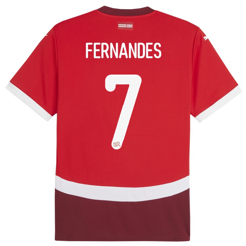 Kandiny Enfant Maillot Suisse Ruben Fernandes #7 Rouge Tenues Domicile 24-26 T-Shirt