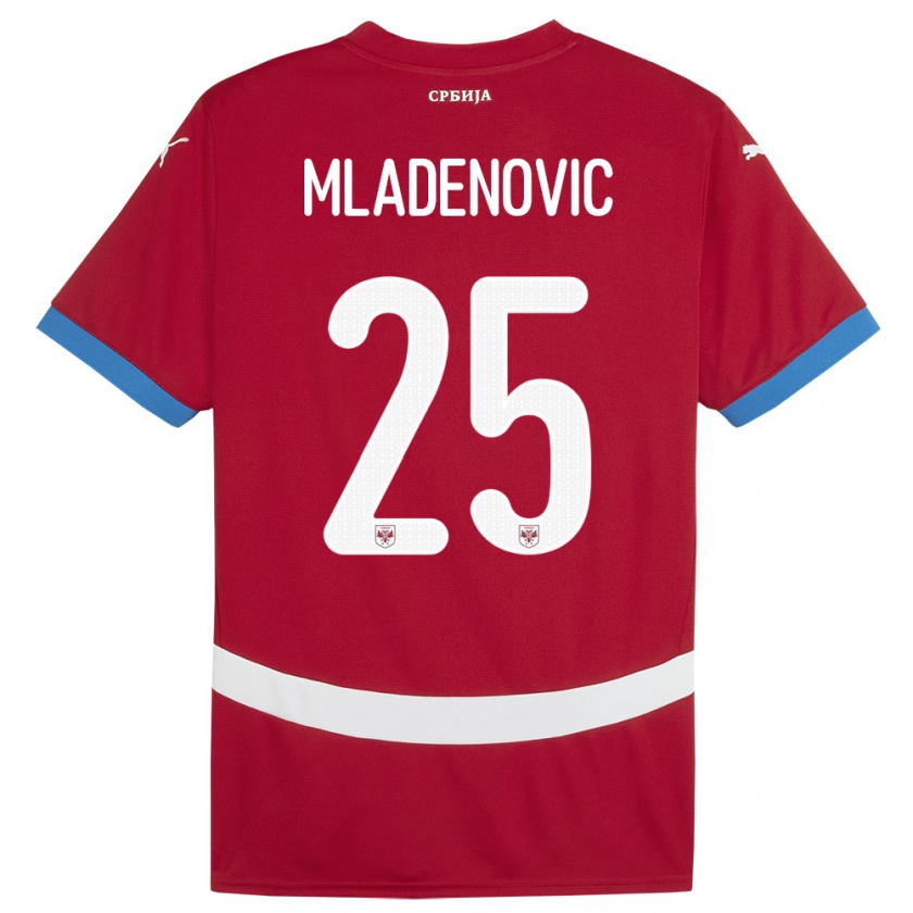 Kandiny Enfant Maillot Serbie Filip Mladenovic #25 Rouge Tenues Domicile 24-26 T-Shirt